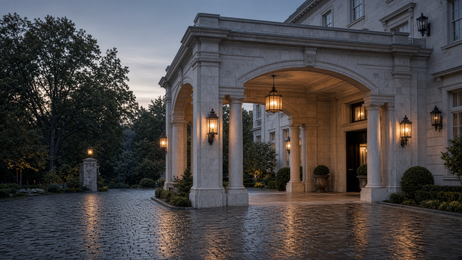 Hotel arrival court for private event and executive protection in Massachusetts